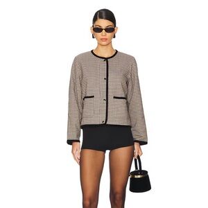 NWT Joie Black and Tan Checkered Bomber Jacket small